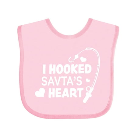 

Inktastic I Hooked Savta s Heart with Fishing Rod Gift Baby Boy or Baby Girl Bib