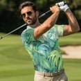 thumbnail image 2 of Uorisanigo Hawaiian Leaf Matching Couple Summer Golf Outfits Cactus Print Men's 1/4 Zip Short Sleeve Shirt and Women's Dress with Built in Shorts Quick Dry Athletic Sport Wear, 2 of 8