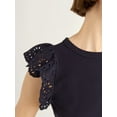 thumbnail image 2 of Free Assembly Women's and Women's Plus Eyelet Flutter Sleeve Tee, Sizes XS-4X, 2 of 4