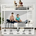 thumbnail image 5 of Miniyam Full over Full Metal Bunk Bed Frame with Dual Guardrails and Ladders, Quiet Heavy-Duty Steel, White, 5 of 7