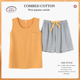 thumbnail image 1 of Conjunto de pijama de algodón para mujer, ropa de dormir de dos piezas, pantalones cortos estampados, top de color sólido, coreano, kawaii, para el hogar, 1 of 5