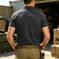thumbnail image 5 of OIOLOYJM Mens Golf Shirts Summer Short-Sleeve Mesh Casual Quick Dry Lightweight Polo Shirts Fashion Lounge Gym Collared Tee Shirtswith Arm Magic Snap (No Glasses) Dark Gray XL, 5 of 5