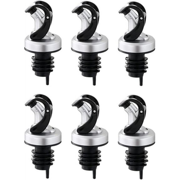 6pcs Wine Bottle Pourers Stainless Steel Liquor Pour Spout Flip Top Wine Bottle Stoppers Olive Oil Bottle Tapered Spout Bottle Pourers for Oil Wine Vinegar Liquid