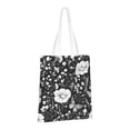 thumbnail image 3 of Canvas Bag Tote Bag Shopping Bag 16×15in Can Be Carried By Hand And Can Be Used For Daily Travel Such As Shopping And Going To Work Flowers Carnation Snapdragon Butterflies Bees, 3 of 8