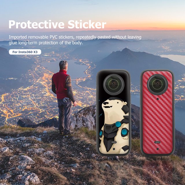 2 juegos de calcomanías para cámara, piel de PVC antiarañazos, pieles protectoras para Insta360 X3 Ndcxsfigh libre de BPA