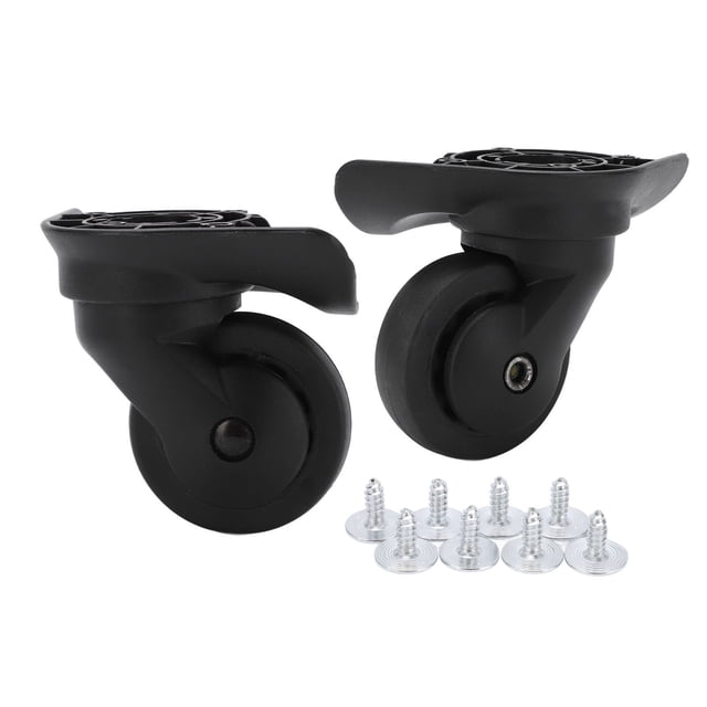1 par de ruedas giratorias para equipaje, repuesto de ruedas giratorias silenciosas para maleta, color negro A52