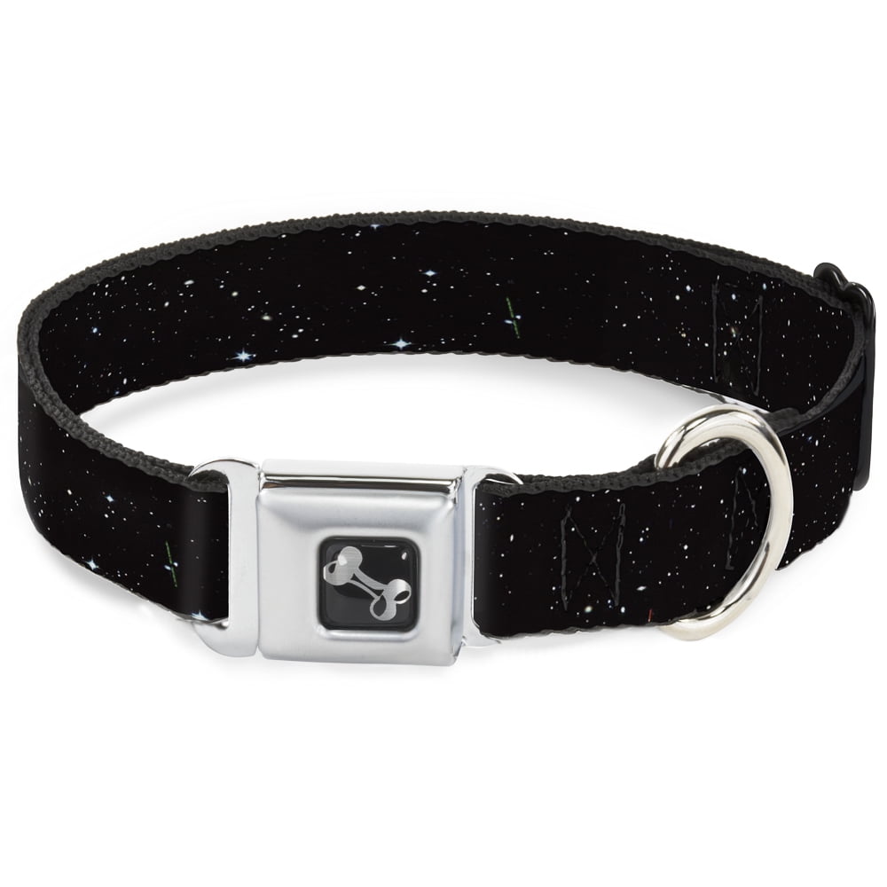 Buckle-Down Pet Collar Dog Collar Metal Seatbelt Buckle Deep Space Black White 15 to 24 Inches 1.0 Inch Wide