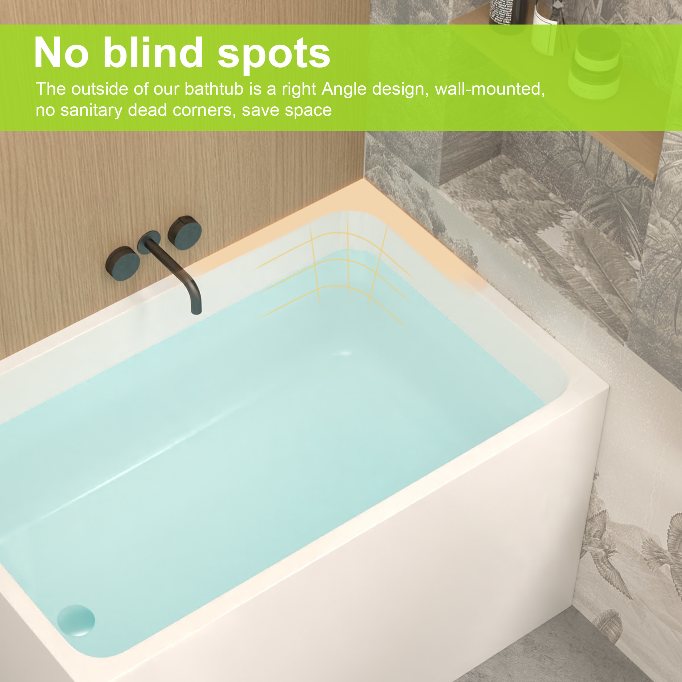 Noble House 43" Acrylic Freestanding Soaking Bathtub with Pop-Up Overflow Drain, Gloss White