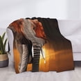 thumbnail image 3 of Yiaed Elephant Sunset in Kenya Print Blanket Throw Blanket Soft Cozy Flannel Blanket for Home Bed Sofa Couch Chair-40"x30", 3 of 6