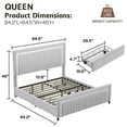 thumbnail image 2 of Merluxy Upholstered Platform Queen Size LED Bed Frame with 4 Storage Drawers, Adjustable Headboard with Vertical Channel Design, Light Grey, 2 of 7