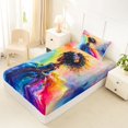 thumbnail image 4 of Castle Fairy Black Cute Girl Twin Sheets 3pcs,Dreamy Rainbow Print Bedding,Blue Purple Pink,1 Fitted Sheet, 1 Flat Sheet and 1 Pillowcase, 4 of 6