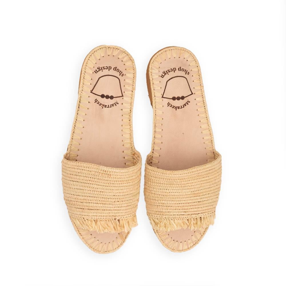 Marrakech Shop Design Raffia Sandals with Tassels - Beige - Walmart.com