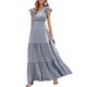 thumbnail image 1 of VISgogo Vestido largo de playa de verano para mujer, manga con volantes, cuello en V, bohemio, floral, línea A VISgogo  moda, 1 of 7