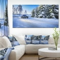 thumbnail image 1 of SUV Car Though Snowy Winter - Landscape Canvas Art Print, 1 of 3