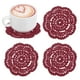 thumbnail image 1 of Juego de 4 Posavasos de Ganchillo Hechos a Mano, Manteles Individuales Redondos de Algodón de 4 Pulgadas/10cm, Manteles de Encaje de Ganchillo Vintage [Marrón Rojo], 1 of 1