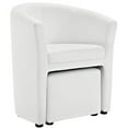 thumbnail image 3 of Hawthorne Collections Modern Faux Leather Accent Chair with Ottoman in White, 3 of 5