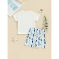 thumbnail image 5 of vera natura Toddler Boy Summer Outfit Letter Print Short Sleeve T-Shirt with Cartoon Surfboard Shorts, 5 of 9