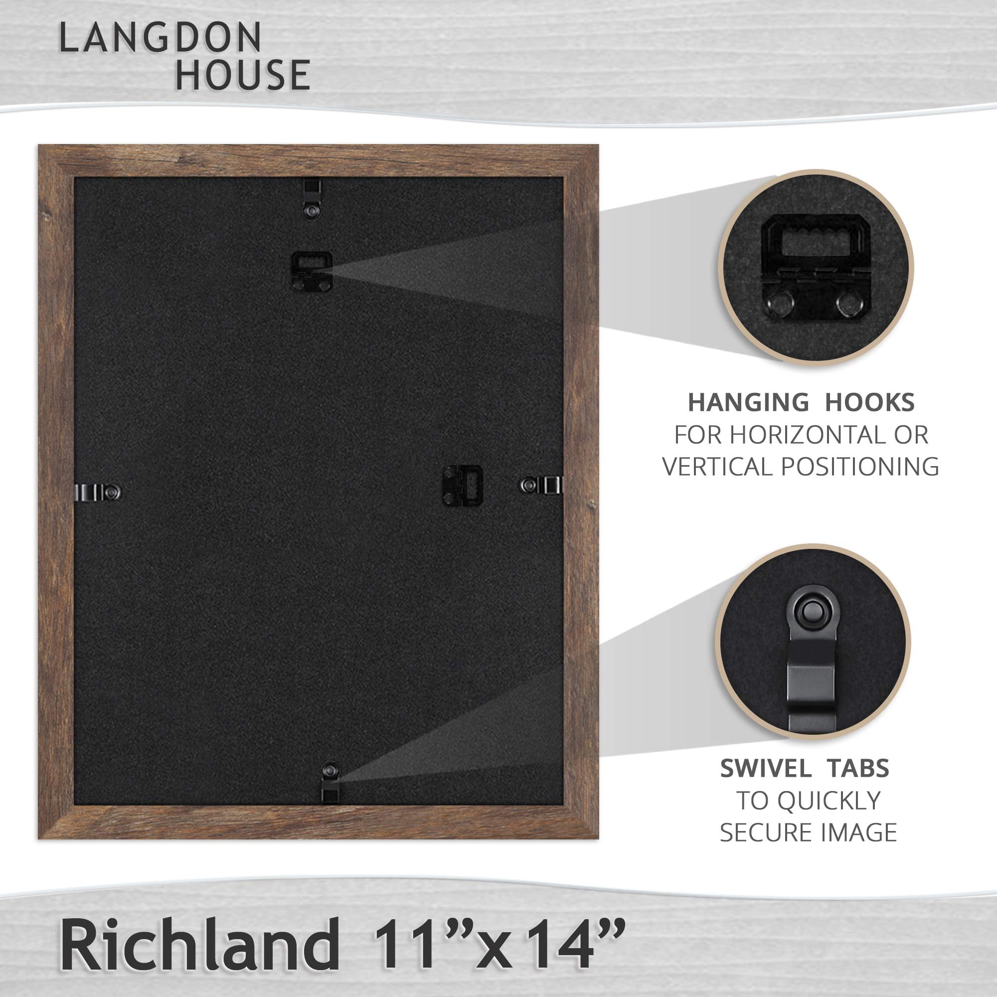 Langdon House 11x14 Rustic Brown Collage Frames Mat for 5 - 4x6 Photos, Contemporary Farmhouse Style, 6 Pack, Richland Collection (US Company)