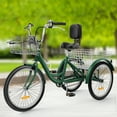 thumbnail image 6 of Dextrus Adult Tricycle, 26 Inch 3 Wheel Bikes, 1 Speed Trike Bike for Adults with Removable Baskets, Cruiser Bike for Seniors Women Men Shopping Picnic Outdoor Sports, Green, 6 of 6