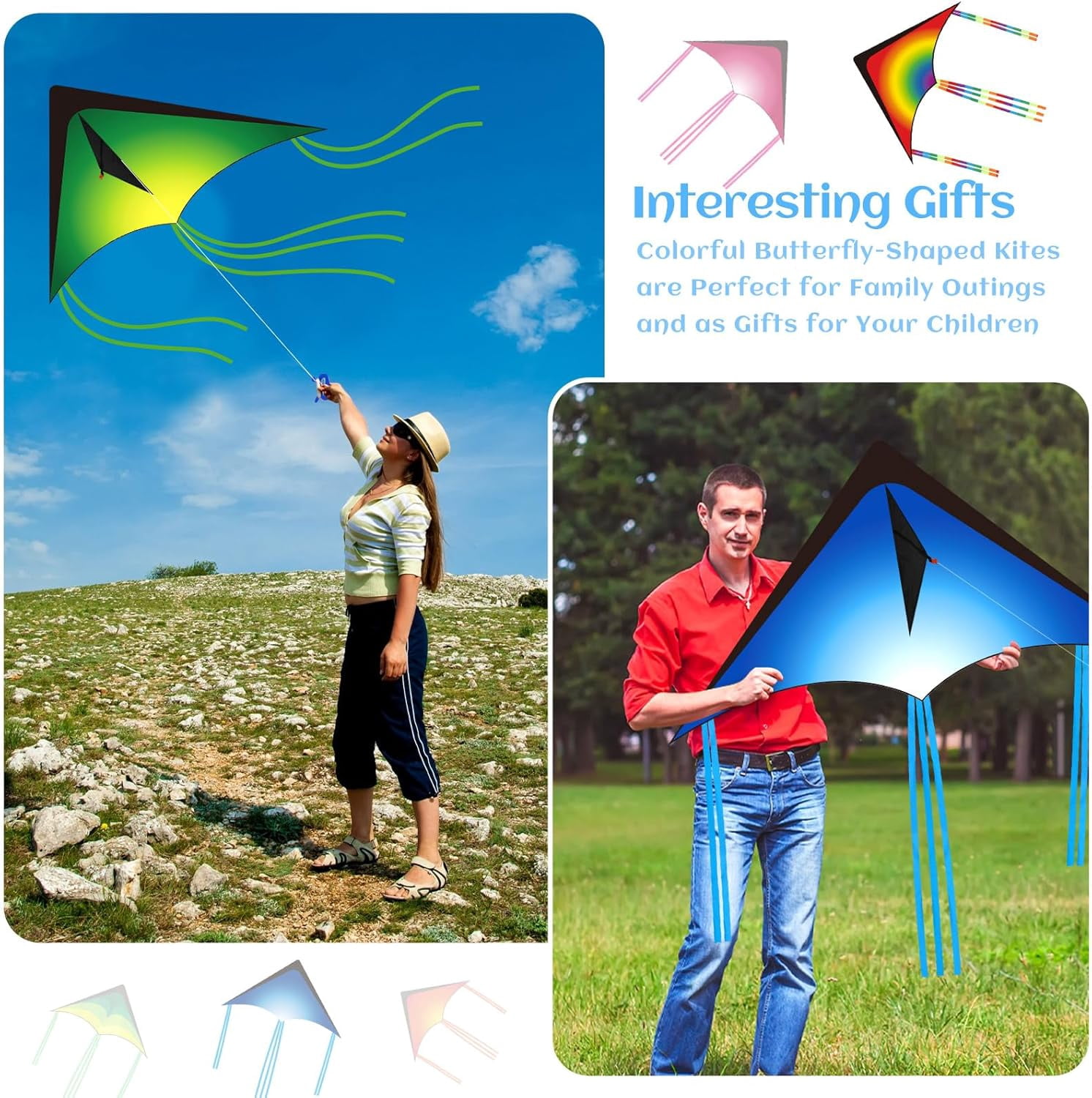 Large Delta Kites for Adults Easy to Fly 57.1 Inch with 328.1 ft String Rainbow Beach Delta Kites for Beginner Outdoor Supplies(Novel)