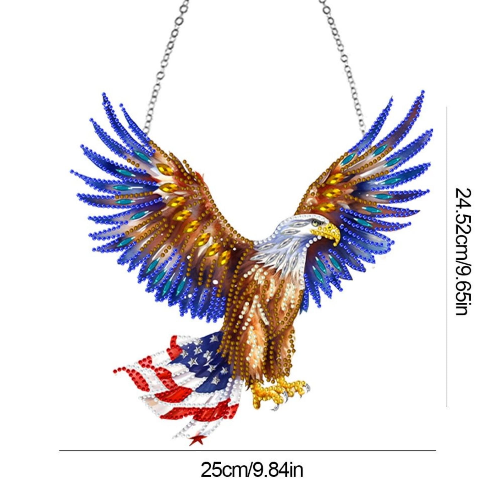 FLOPESN DIY Diamond Art Kits, American Independence Day USA Eagle Style, 9.84*8.11 in Diamond Painting Pendant, Creative Design Wall Decor