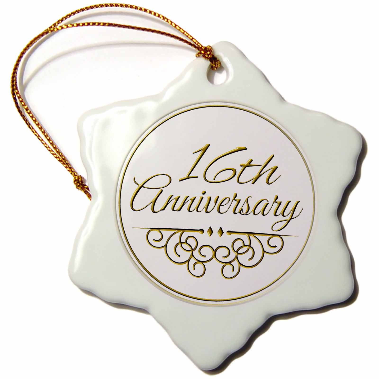 3dRose 16th Anniversary gift - gold text for celebrating wedding