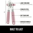 thumbnail image 4 of (2 pack) GORILLA GRIP Stainless Steel Manual Can Opener, Soft Touch Handle, Built-In Bottle Opener, Pink, 4 of 11