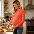 thumbnail image 5 of HongQid Ladies Maternity Crew Neck Long Sleeve Nursing Top Layered Lift Up Breastfeeding Casual Daily T-Shirt, 5 of 10