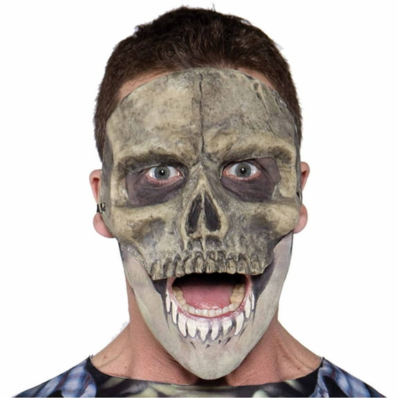 Underwraps Skull Multi-color Latex Halloween Costume Mask, for Adult