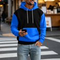 thumbnail image 4 of IAJDKMEK Men's Hoodie Sweatshirt Long Sleeve - Color Block with Pockets Casual Sports Pullover, Comfortable Hooded Top for Men,Blue L, 4 of 5