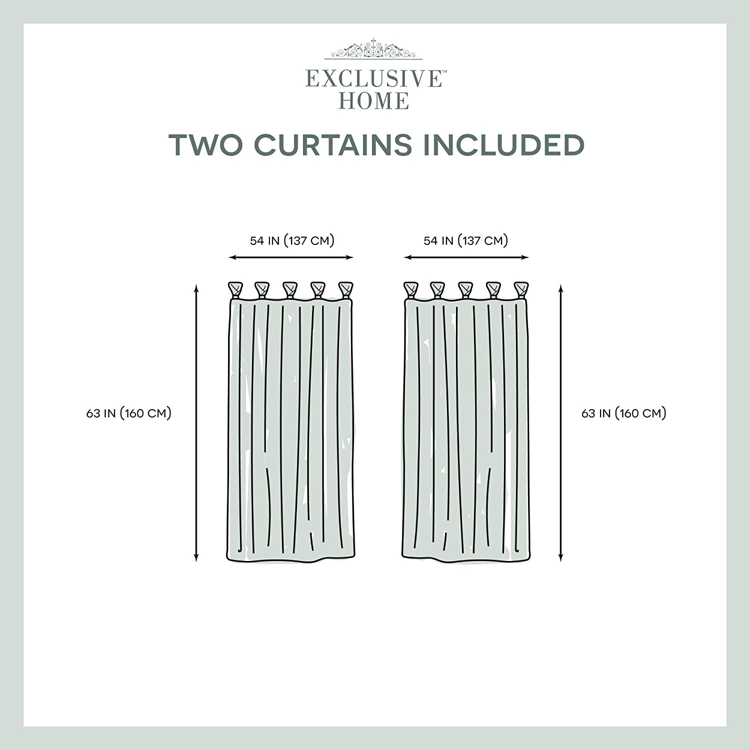 Exclusive Home Curtains Loha Linen Braided Tab Top Curtain Panel Pair, 54x63, Beige