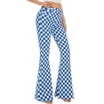 thumbnail image 6 of Bell Bottom Jeans for Women High Waisted Stretch Plaid Flare Jeans Denim Bootcut Pants(Blue Checkered,0), 6 of 7