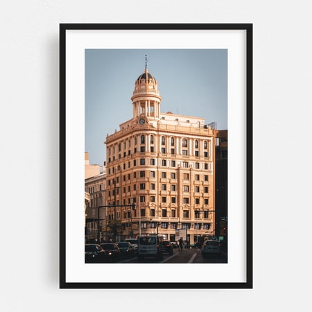 Gran Via Architecture, Madrid 01 - Madrid Community of Madrid Spain Photography Architecture Cityscape Street Photography Vintage City Black Framed Wall Art Print 5 x 7 inches