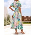 thumbnail image 4 of Vestido largo ZESICA 2025, casual de verano, estampado floral, verde, 4 of 7