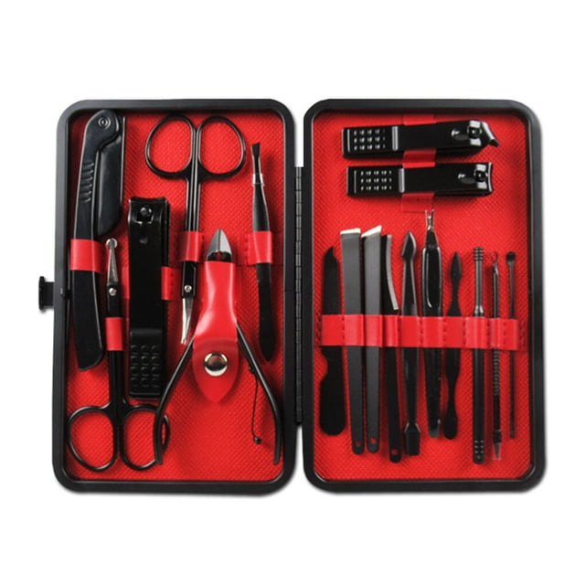 Ensemble de Coupe-Ongles en Acier Inoxydable, Rasoir de Manucure Portable, Outils de Pédicure, 18 Pcs/ensemble avec Rasoir à Sourcils