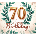 thumbnail image 4 of Elegant Design Happy Birthday Banner Decorative Green Leaves Gold Number 70 for Milestone Celebration Indoor Party Event, 4 of 7