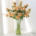 thumbnail image 3 of Sunjoy Tech 1 Branch Fake Flowers Real Touch Unfading Multi-Functional Maintenance Free 5 Flower-Heads Table Centerpiece Exquisite Details High Simulation Artificial Silk Roses for Wedding, 3 of 8