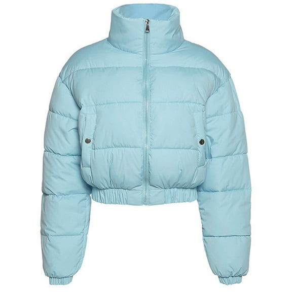 Yokua Women's Winter Lightweight Down Coat Long Sleeve Full Zip Short Puffer Jackets