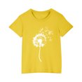 thumbnail image 2 of Riecok Girls Short Sleeve T Shirts Kids Round Neck All-match Comfortable Soft Fashion Undershirts Tee Shirt Top Kids Blouse Yellow 7 T, 2 of 4