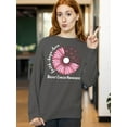 thumbnail image 3 of Breast Cancer Support Faith Hope Love Sunflower Daisy Crewneck Sweatshirt, 3XL, Charcoal, 3 of 6