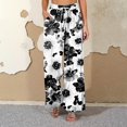 thumbnail image 6 of WTOBBY Women's Floral Print Wide Leg Pants with High Waist Drawstring Loose Casual Design and Side Pockets for Comfortable Summer Wear ,Dark Gray L, 6 of 7