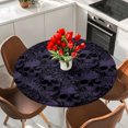 thumbnail image 2 of Round Fitted Tablecloths with Elastic Edge Halloween Skull Flower Purple Black Oil-Proof Waterproof Wipeable Table Cover for Kitchen Dining Party Decor Skeleton Plant Sketch Table Clothes,55" - 60", 2 of 9