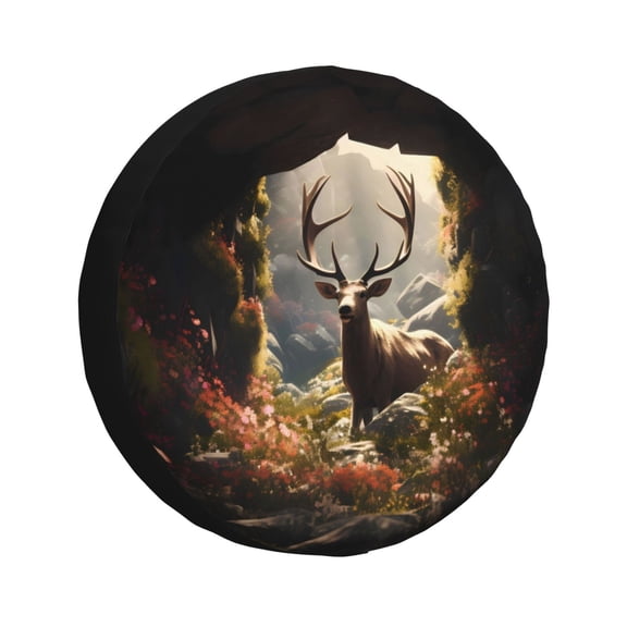 Rateoe Enchanted Deer In Cave Pattern Tire Cover Wheel Protectors Weatherproof Wheel Covers Universal Fit for Trailer Rv SUV Truck Camper Travel Trailers Accessories-