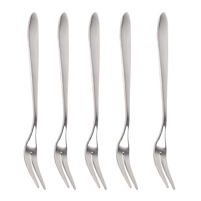 Tenedor de fruta de acero inoxidable de 5 piezas, tenedor de postre multiusos con mango para fiestas y cocinas.