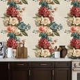 thumbnail image 2 of Peel and Stick Wallpaper Distressed Paper Floral Watercolor Cascading Roses Hydrangeas Wall Paper 17.7in x 9.8ft Self Adhesive Removable Boho Floral Contact Paper for Nursery Bedroom Cabinets, 2 of 8