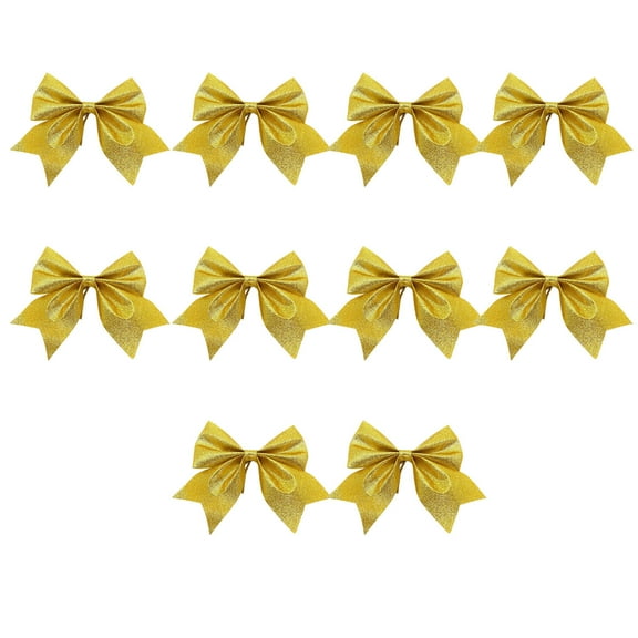 Christmas Decorative Bow, Festival Supplies Bow, 10 Pack Solid Color Festive Knot Bows for Holiday Gift Wrapping and Tree Decorations, Durable Plastic Material, 15x14cm Size