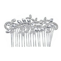 KALLORY 1Set Rhinestone Hair Comb Headpiece Silver Flower Design for Bridal Look