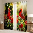 thumbnail image 2 of Manfei Cardinal Bird Curtains Pack of 2 (42x84 Each),Romantic Rose Flower Curtains Blackout,Pired Green Bedroom Curtains For Girl Teens,Breathable Home Decor, 2 of 6