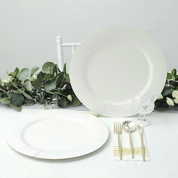 BalsaCircle 10 White 13" Round Disposable Paper Charger Plates Wedding