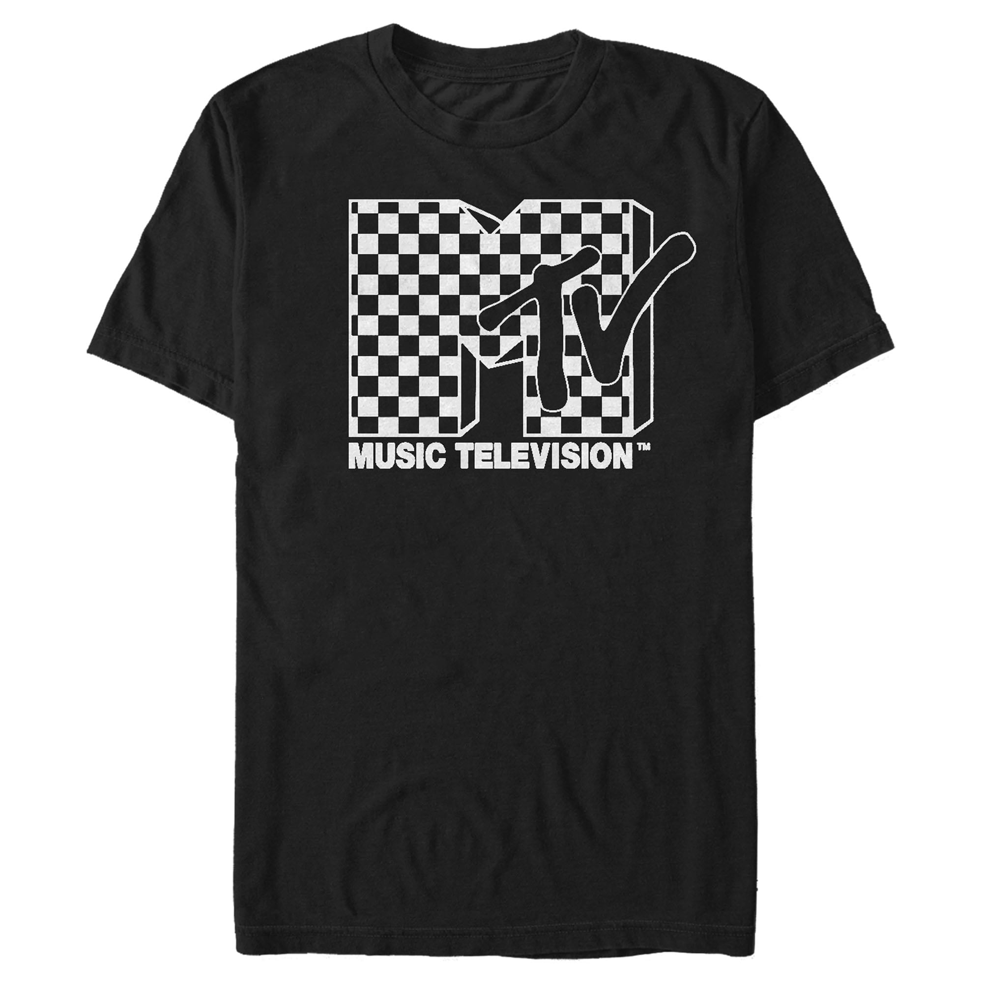 Men's MTV and Checker Logo Graphic Tee Black X Large